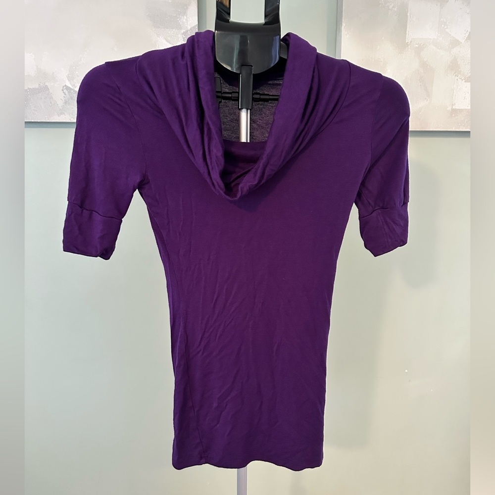 XT PURPLE COWL NECK SHORT SLEEVE TOP